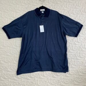 Il Migliore Polo Shirt Mens XXL French Navy Blue Cotton Banded Arms
